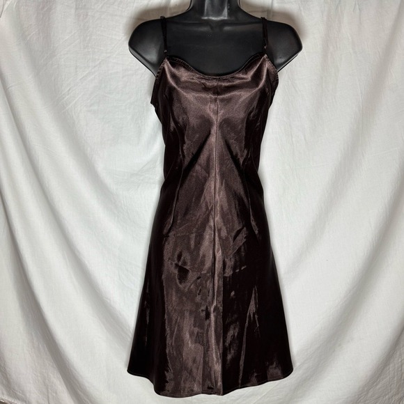 Coldwater Creek Dresses & Skirts - Dark Chocolate Brown Satin Slip Dress Adjustable With Spaghetti Straps